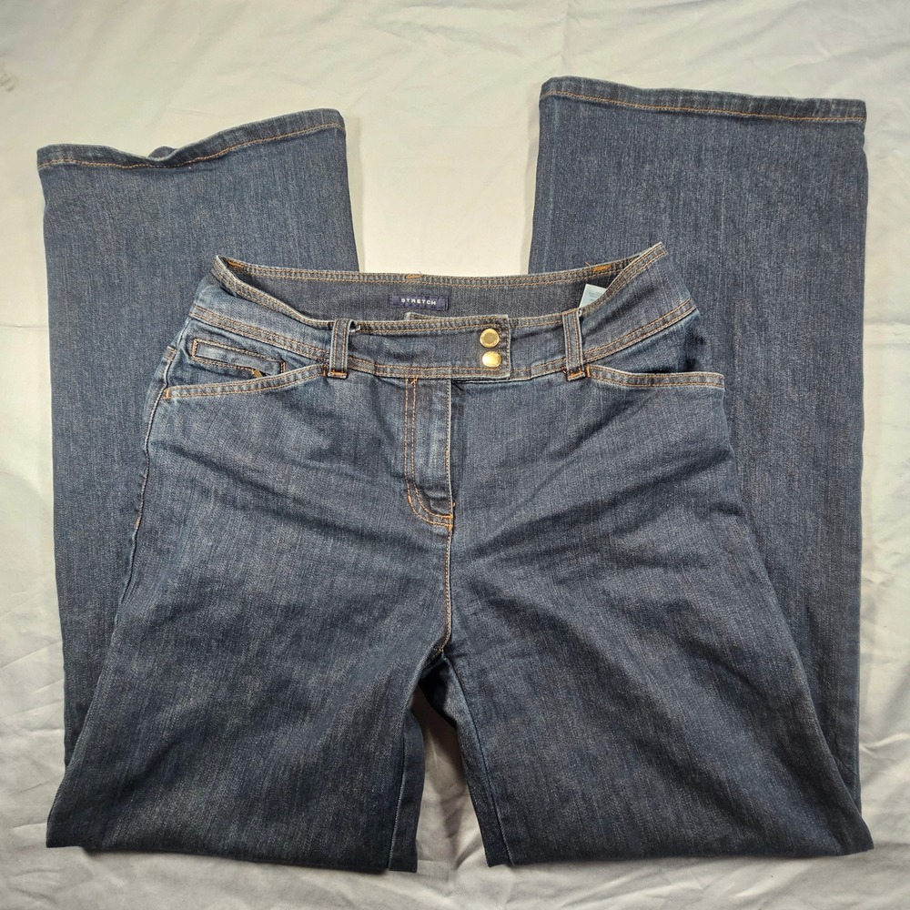 Jones New York Signature 6 Dark Wash Wide Leg Jeans *Missing Inner Button 1491